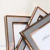 Cadre photo métal cadre Golden Border Rose Gold en aluminium graminée image Cadre de bureau Ornements Accessoires de mariage ACCESSOIRES PHOTO