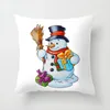 Pillow Decoration Christmas Case Multiple Pieces Free Collocation Hand Drawn Snowman Peach Velvet Printed Sofa Cover Home