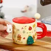 Tazze con coperchio e cucchiaio di Natale tazze di tazza novità tazza di latte in ceramica