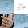 Band Rings Chinese Style Unique Mangxing Couple Joint Instagram Design Ring Drop Delivery Jewelry Dhffy