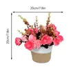 Decorative Flowers Cotton Thread Woven Flower Basket Floral Arrangement Fake Small Bonsai Potted Plants Ornament Wedding Party Home