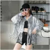Stage Wear Mens And Womens Outerwear Show Costume Dance Jacket Cardigan Baseball Sequins Drop Delivery Apparel Dhj16