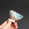 Kopjes schotels 45 ml handgeschilderde lotus bloem theekop keramisch porselein kleine theekop set master bowl drinkware theekopjes kunst