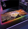 Muskuddar handled vilar ond drake rgb pad svart neonljus spelare tillbehör led mousepad stor monster skrivbord spelmatta med bac4335898