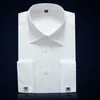 Cuff French Mens Formal Business Robe Shirt Long Mas Male Luxury White Party Wedding Tuxedo Shirts avec boutons de manchette 240329