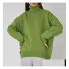 Women Sweters Nowe kobiety Turtleeck Sweater Autumn Winter Gruba ciepła sieknięcie Najwyraźniejsza swobodna luźna dzianina Kobieta DEL DH2VM