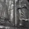 D czarny szczotkowany wosk 24ss hedi homme w stylu lapy ręcznie robione łzy uszkodzona dżinsowa kurtka kurtka kurtka