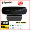 Случаи Spedal AF926 1080p 60FPS Auto Focus Webcam Full HD -поток USB -камеры с микрофонами для ПК Бизнес -конференции