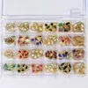 Nail Decoration Set with 1 Boxes 240Pcs Nail Art 3D Rhinestones Big Mix Sizes 3D Crystal Diamonds Metal Charms Gems Stones M1 240401