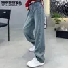 Женские джинсы широкая нога мешковатая женщина высокая талия Y2K Тренда одежды Деним Корейская модная уличная одежда Винтажная женщина