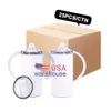 US Warehouse Free Shipping 12oz Stainless Steel Straight Kid Blanks Sippy Cup Sublimation Tumblers with 2 Lids