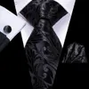 Neckband Hi-Tie Black Floral Silk Wedding Tie för män Handky manschettkroppsgåva slips för män modedesign affärsfest droppar 240407