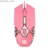 Мыши Pink Mouse Game Выделенная девушка с Wired Girl Mite Mechanical Gaming Macro Mute Silent Office Computer Computer Mouse Y240407