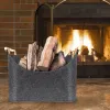 Baskets 45 X 32 X 40 Cm Firewood Box with Wooden Handles 57 L Foldable Clothes Storage Basket Large Capacity for Fireplace & Wood Stove
