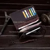 Brieftaschen handgefertigt Vintage Crazy Pferd Echtes Leder Brieftet Männer Halter Clutch Bag Coin Geld braun