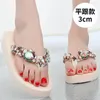 Slippare Comemore Diamond Sandals Holidays Beach Shoes Wedge Platform Kvinnor Size 33 34 42 Luxury Rhinestones Flip Flops