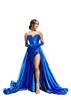 Robes de bal de sirène bleu royal sexy longue pour les femmes chérie côté haut divisé porteur formel de soirée d'anniversaire de fête de fête de fête de célébrité