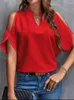 Women's Blouses Women Clothing 2024 Summer Short Sleeve Blouse Casual Loose Chiffon Shirts Off Shoulder Solid Streetwear Office Work Tops