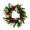 Couronne de porte de fleurs décoratives pour les salutations de vacances Noël festifs avec pècones baies ornements 18,5 pouces