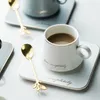 Becher Europäischer Luxuskeramik 150 ml Cappuccino Kaffeetasse und Untertassen mit Löffel goldplattiert personalisiertem Porzellan Milk Tea Becher