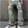 Jeans pour hommes Fashion Casual Hole for Men Hip Hop Biker Regar Straigh Pant