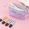 Caisses kawaii crayon transparent crayon crayon crayon crayon pour filles garçons de papinerie de la boîte à stylo organisateur de grande capacité sac comestique grand pochette