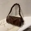 Bolsas de ombro Moda Bolsa de cilindro portátil com um passageiro de cor diagonal de colorido sólido