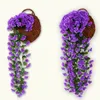 Dekorativa blommor Party Flower Vine Hanging återanvändbar konstgjorda Wisteria Purple-Color Garland för inomhus/utomhusbröllop