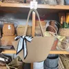 Bolsas de playa Damas Bolsa de algodón de hombro Un solo hombro Mujer Capacidad Gran capacidad Tota de hierba tejida Vacaciones verano