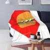 Battaniyeler Burger Love Battaniye 3d baskılı kanepe yatak odası dekoratif çocuklar yetişkin Noel hediyesi
