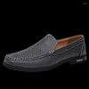 Casual Shoes Italian Brand Breathable Flat For Men's Driving Soft Soled Anti Slip Interview Business Trendy Blue