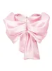 Mode Pink Bow Satin unregelmäßige Frauen Top V-Ausschnitt Rückenless Ladys Short Tops 2024 Frühlings Sommer Elegante weibliche Kleidung 240314