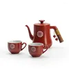 Teaware Sets Chinese Wedding Supplies Double Happiness Red Household Ceramic Tea Set Teapot Cup With Serving Tray Souvenir Gift Porcelain