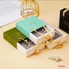 Gift Wrap Wishes Paper Drawer Box Jewelry Handle Portable Ring Earrings Necklace Storage Organizer Case Container