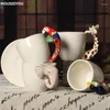 Tasses Saucers 100 ml 3D CARIRE CÉRAMIQUE Céramique peinte à la main Tasse Perrot Woodpeacker Girafe Elephant Panda Coffee Tea Drinkware
