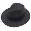 Brede rand hoeden emmer vrouwen mannen zwart lint straw hoed trendy panama zomer zon trilby gangster cap strand casual jazz cowboy reizen sunhat q240403