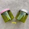 Lagerflaschen 10/30/50pcs Grünes Plastikglas und Deckel leer kosmetische Behälter Make -up -Box -Reiseflasche 200 ml 250 ml
