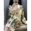 home clothing Large size lightweight luxurious high-end ice silk pajamas womens long sleep spring and autumn sets new home clothing printed animalsL2403