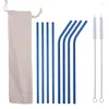 Paies de boisson 100sets métalle réutilisables en acier inoxydable paille bent bent avec un ensemble de brosses de nettoyage