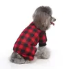 Dog Apparel Pajamas Winter Plush Plaid Pet Pjs Home Wear Comfy Four Legged Puppy Clothes Red Black For Small Medium Dogs Cats