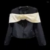 Giacche da donna Prepomp 2024 Collezione primaverile Applique Banda applique Bandage Rhinestone perline ricamate Blazer Women Short Jacket GP616