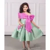 Girl Dresses Elegant Solid With Bow Latest Design Knee-Length A-Line Gowns Casual Formal First Communion Wedding Party