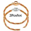 Charm armband 2 st/lot mode orange m kedja passar diy pärlor armband armband par psera bijoux smycken för kvinnor män släpp levererar dhj5z