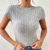 2024 Sommer neu sexy sexy Slim Fit Open Rücken kurz oben, breit gestreiftes kratziges Kurzarm-T-Shirt für Frauen