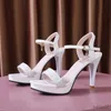 Dress Shoes Glamorous Sequin Peep-Toe Stiletto Sandals - Ultra-High Heel Breathable Ankle Strap Pumps for Summer and Carnaval