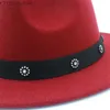 Largura de chapéu de aba larga Fedora Hat Flor Wide With Blower Adult Jazz Derby Trilby New Womens YQ240407