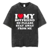 J'adore ma copine T-shirt vintage I Love mon petit ami T-shirt Summer Washed Couple imprimé à manches courtes Gift Casual Gift 240322