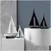 Decorative Objects & Figurines Sailboat Statue For Home Decor Nordic Abstract Scpture Resin Sailing Boat Figure Modern Decoration Drop Dhhiv