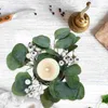 Decorative Flowers 2 Pcs Candlestick Garland Wreaths Pillars Rings Table Decorations Crafts Artificial Eucalyptus