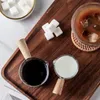 Measuring Tools 50/100ML Wooden Handle Glass Espresso Cup Double/Single Mouth Milk Latte Jug Coffee Supplies Kitchen Mug Drinkware